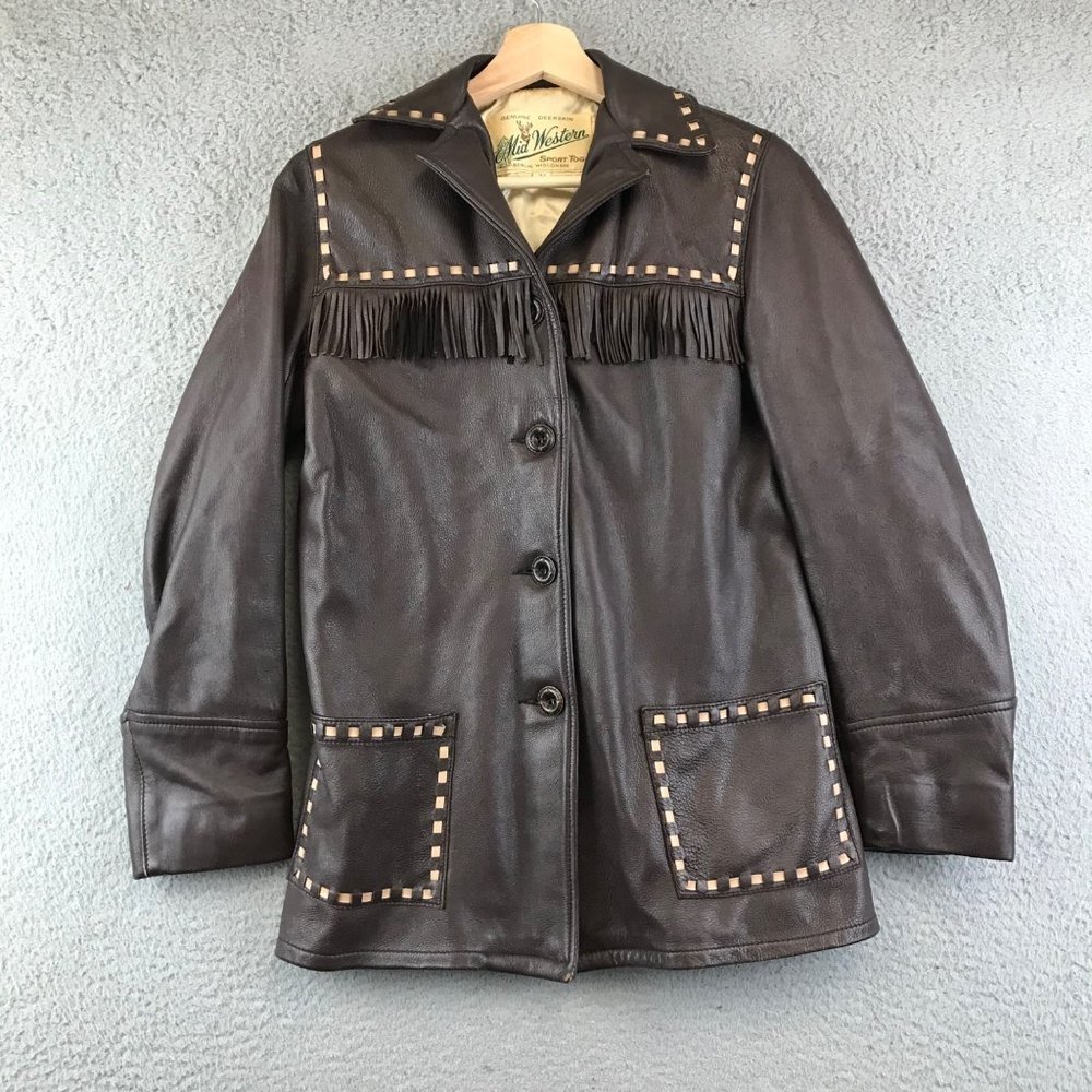 Vintage 50s 60s Mid-Western Sports Togs Deerskin Fringed Jacket size 34